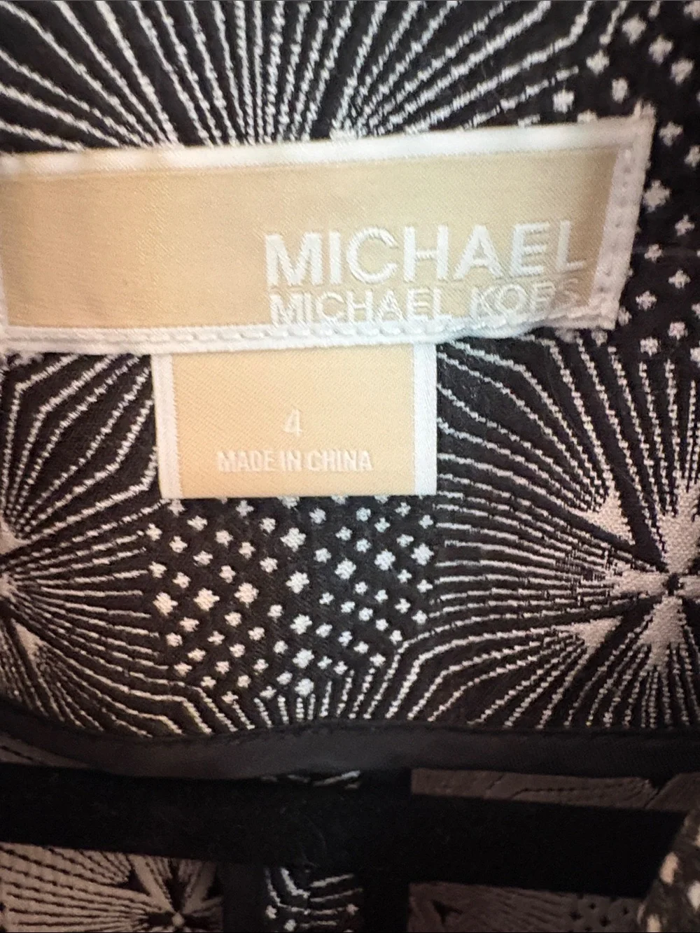 Michael Kors Black and White Starburst Pattern Blazer